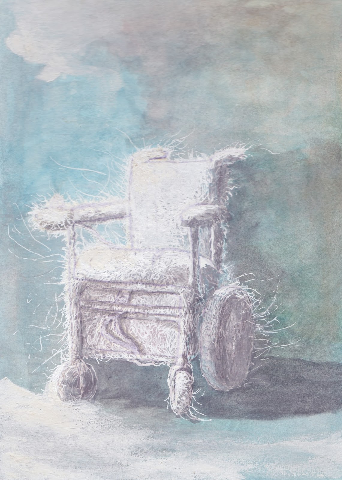 Sunaura Taylor, Arctic Wheelchair, 2013. Watercolor and Ink on Paper, 7